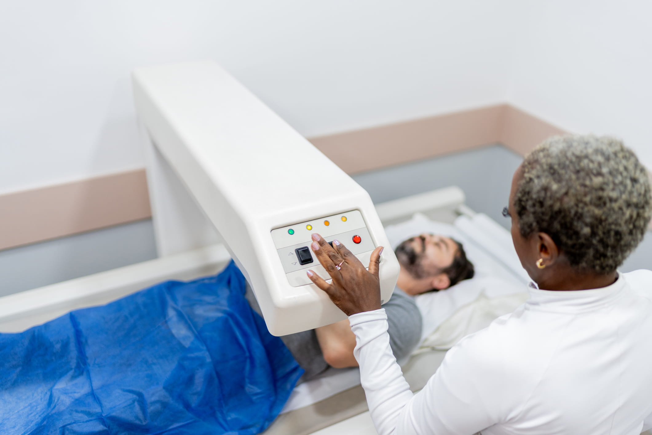 DEXA bone density scan in Kelowna assessing osteoporosis risk in a man over 60